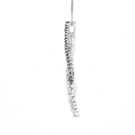 Ribbon Necklace With Black and White Diamonds
