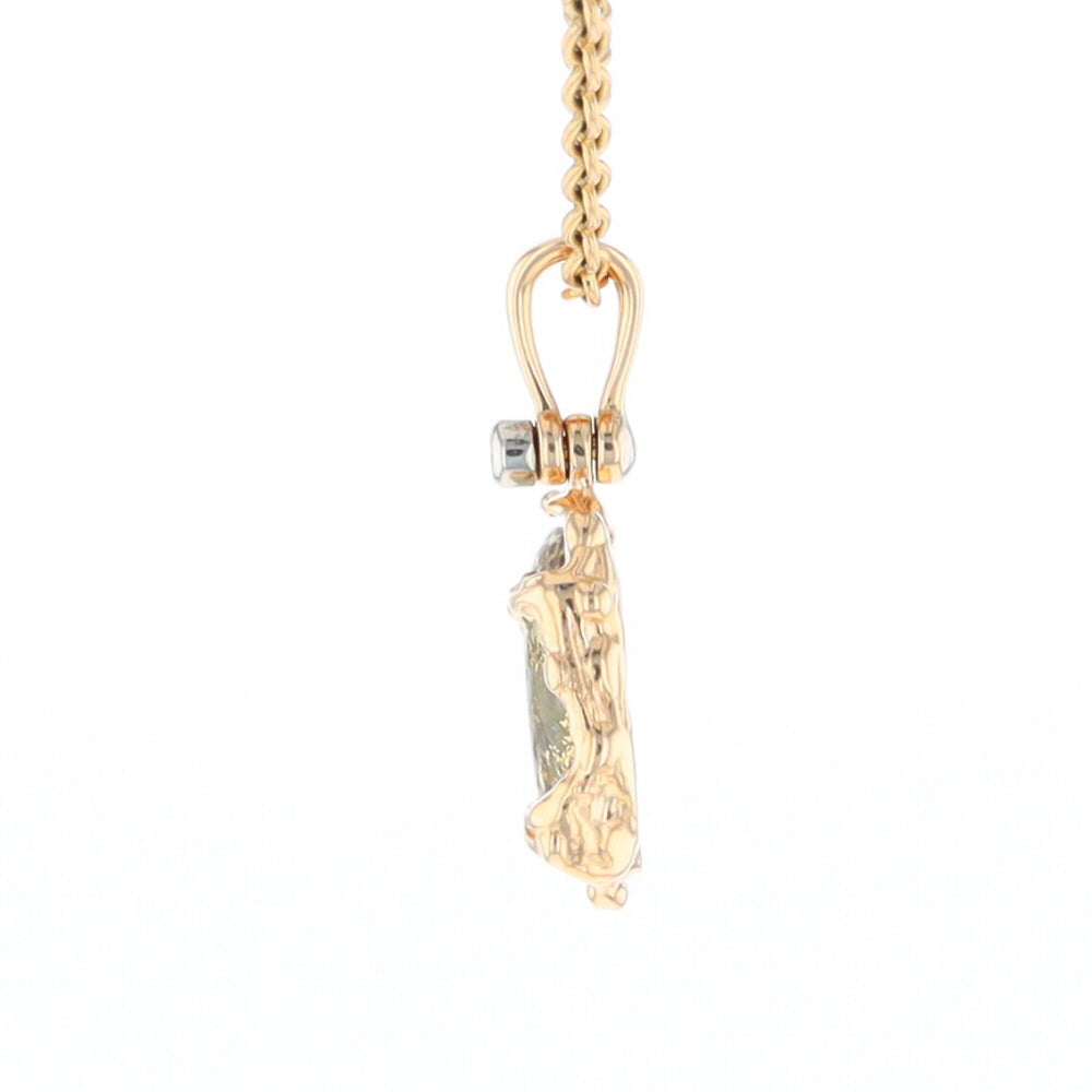 Serpentine & Gold Quartz Freeform Pendant