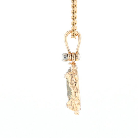 Serpentine & Gold Quartz Freeform Pendant