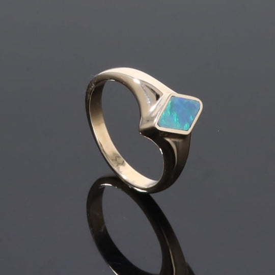Opal Rings Diamond Shape Inlaid Design