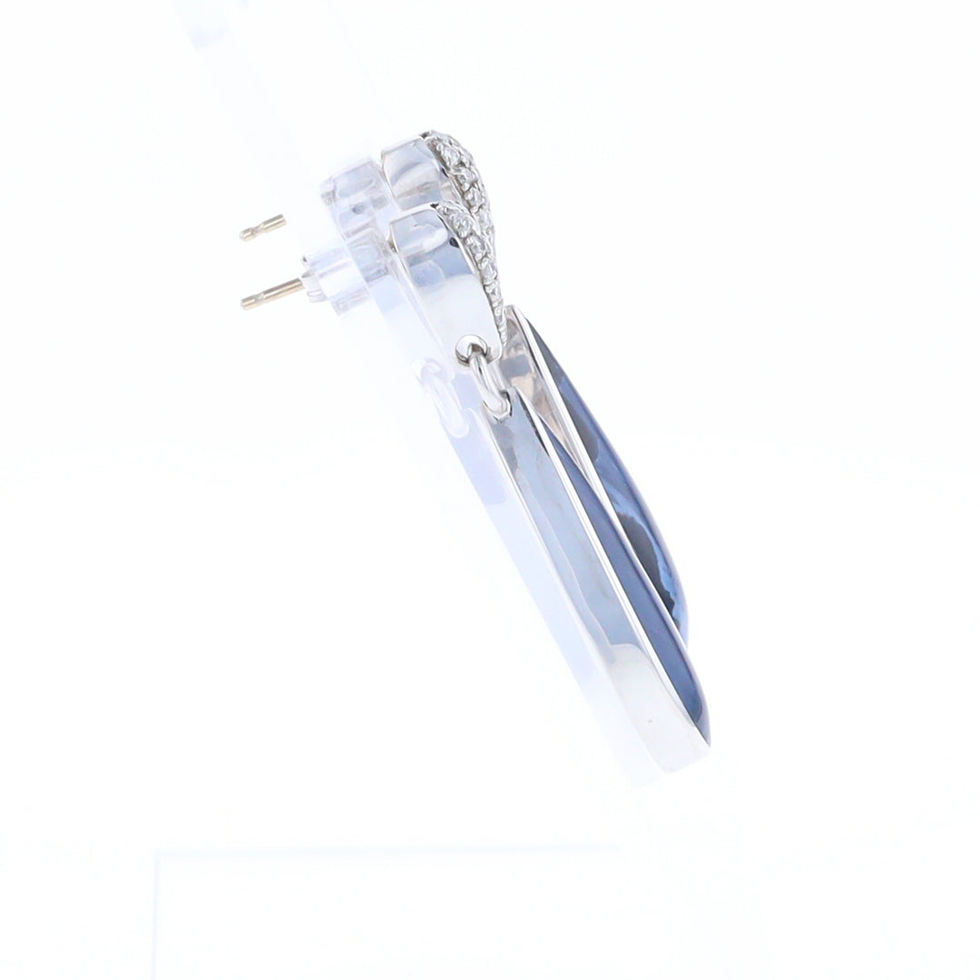 Natural Pietersite Inlaid Teardrop 0.22ctw Diamond Earrings