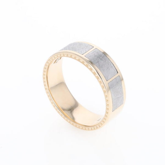3 Section Men's Meteorite  Milgrain Topped Ring
