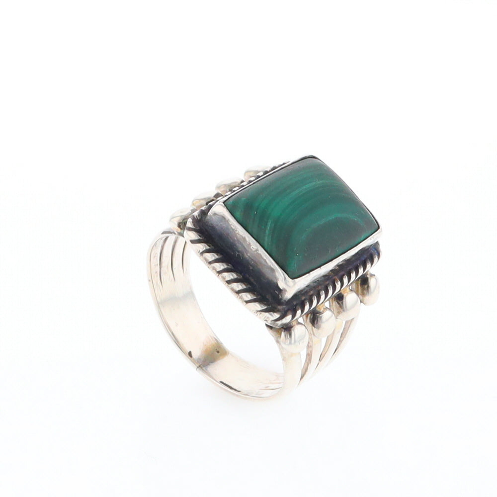 Native Rectangle Malachite Ring