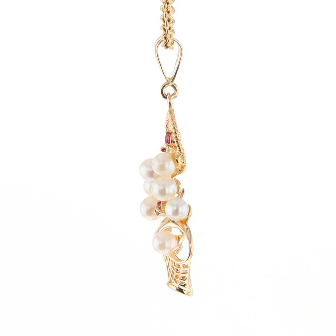 Pearl and Ruby Basket Pendant