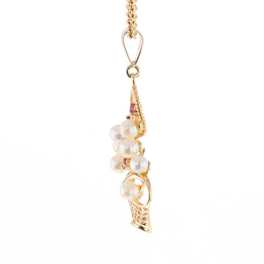 Pearl and Ruby Basket Pendant