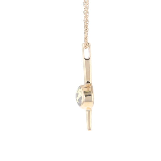 Gold Quartz Necklace Bar Design Round Fine Quality Inlaid Pendant