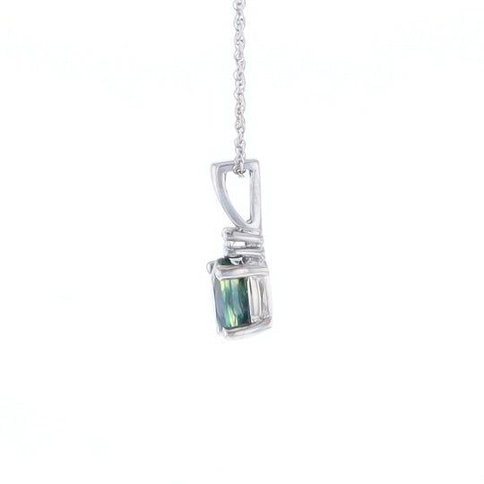 White Gold Sapphire & Diamond Pendant