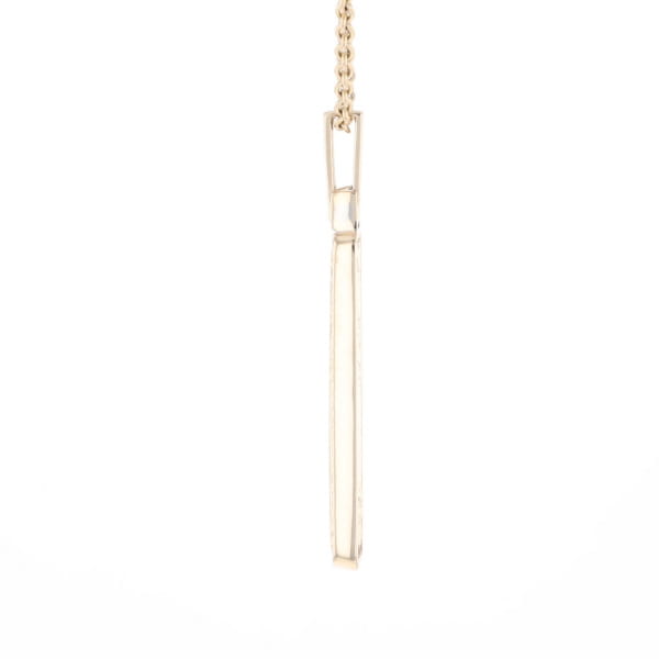 Gold Quartz Necklace, Rectangle Inlaid, .27ctw Diamond Halo Pendant