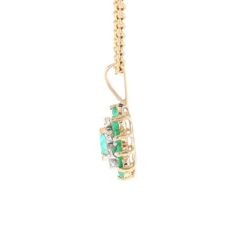 Marquise Shaped Emerald and Diamond Pendant