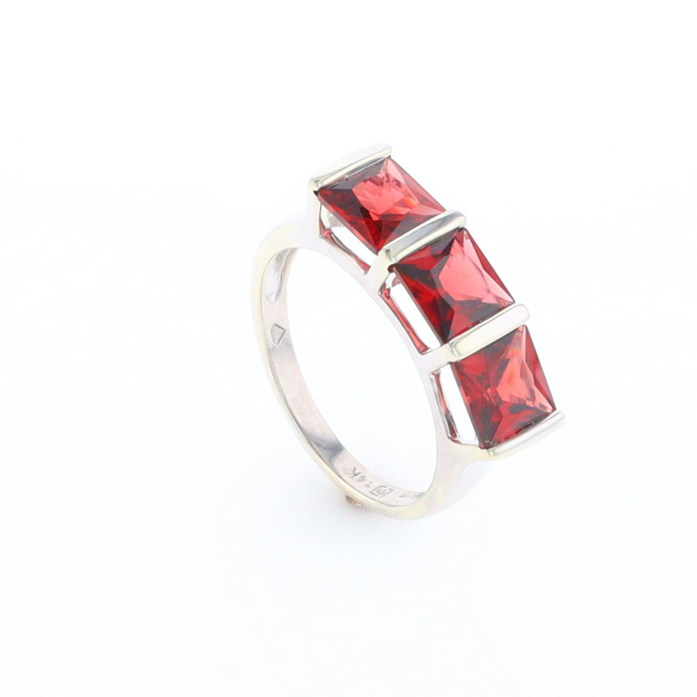 Three Square Garnet Ring