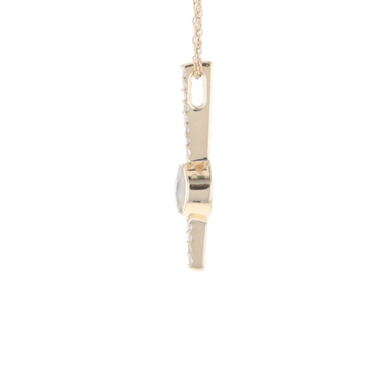 Diamond Bar Gold Quartz Round Inlaid Pendant G2