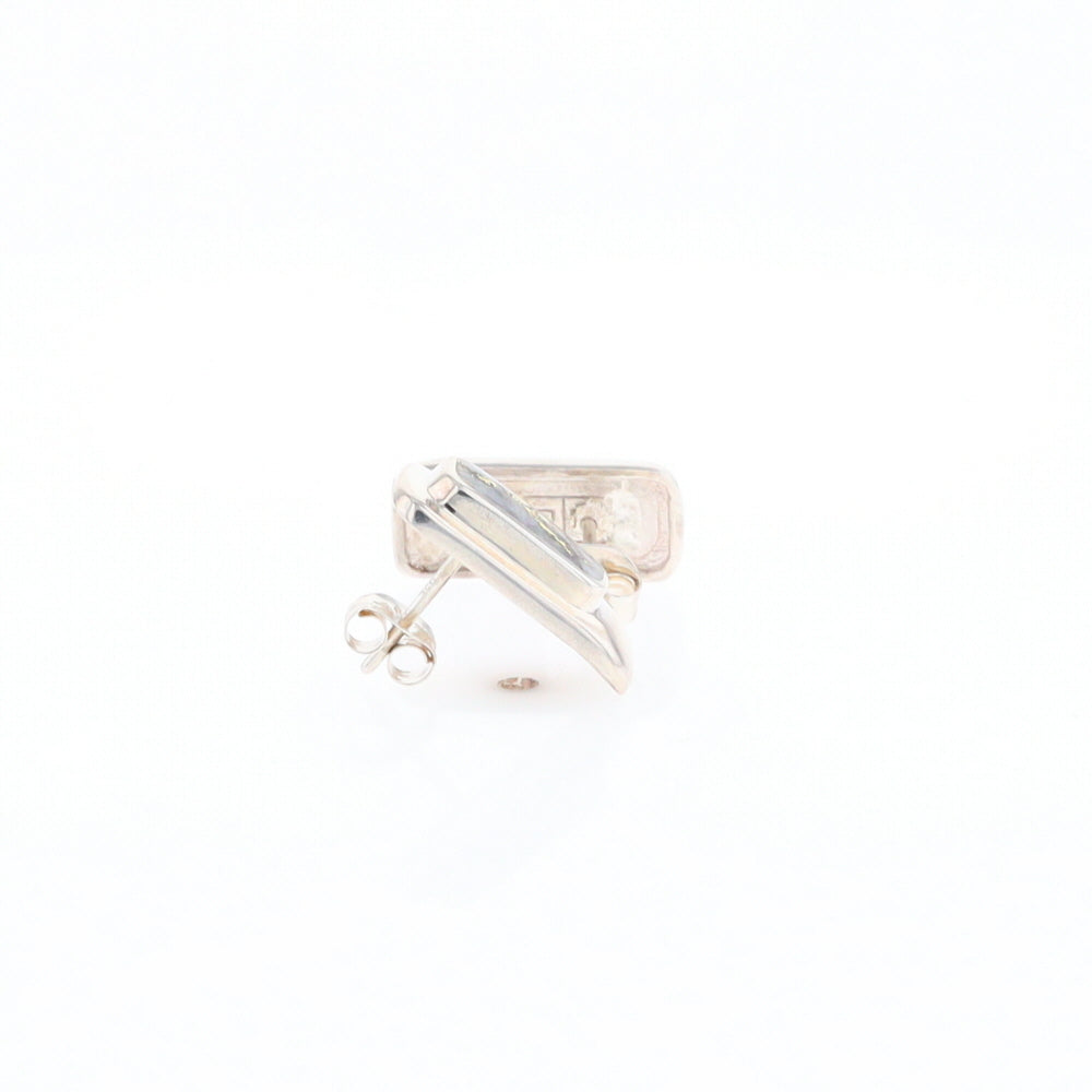 Gold Quartz Inlaid Rectangle Stud Earrings - G3