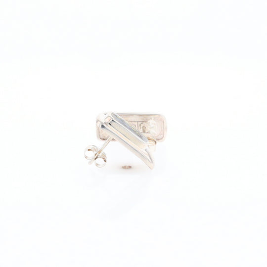 Gold Quartz Inlaid Rectangle Stud Earrings - G3