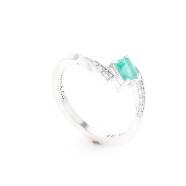 Emerald Twist Ring with Diamond Accents