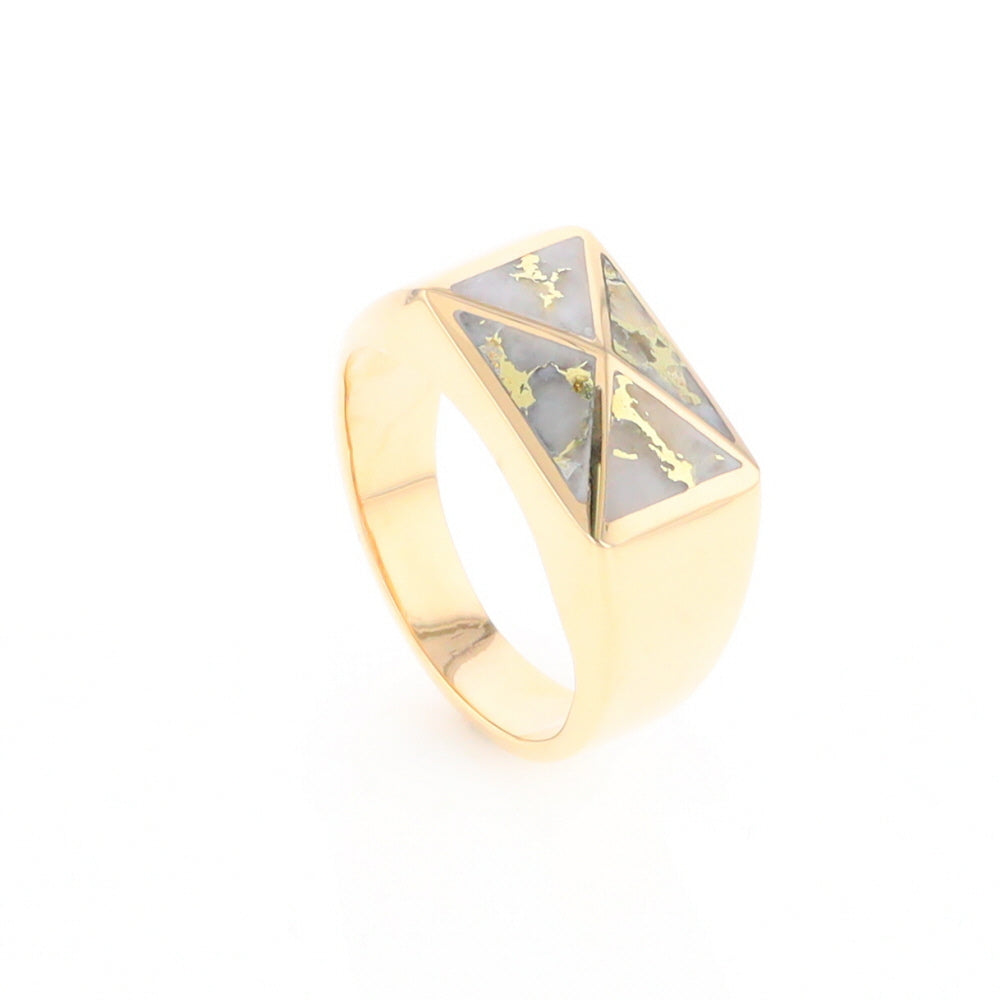 Four Section Gold Quartz Inlaid Men's Ring G2