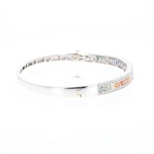 Multi-color Sapphire Cuff Bracelet with Diamond Accents