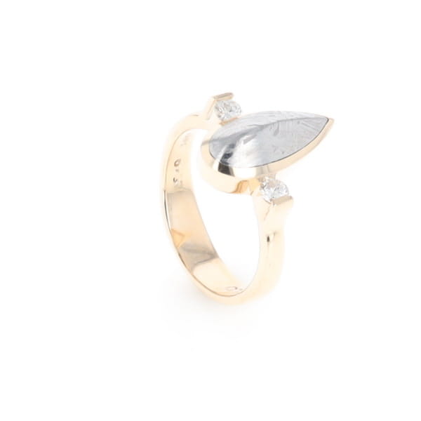 Meteorite Pear Shape Inlay Ring