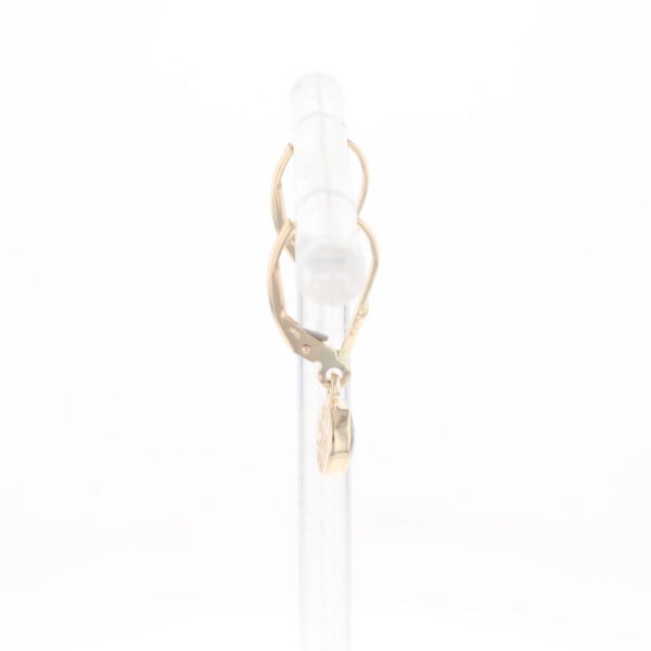 Gold Quartz Earrings Round Inlaid Design Lever Backs