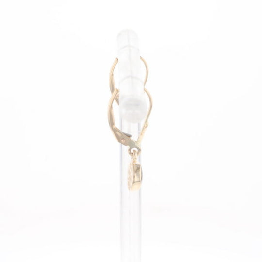 Gold Quartz Earrings Round Inlaid Design Lever Backs