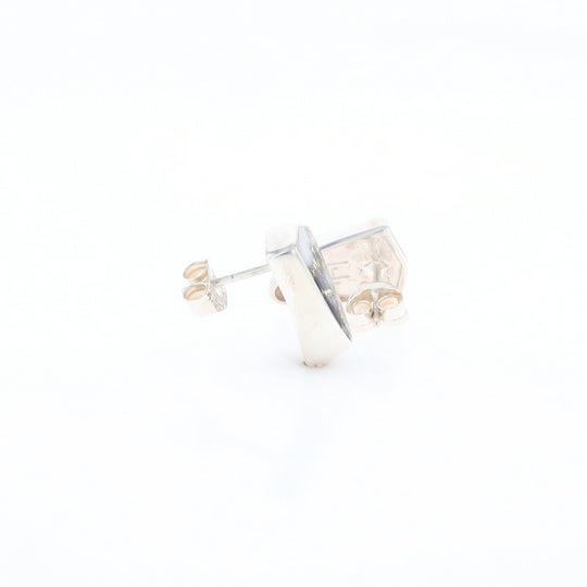 Sterling Silver Gold Quartz Inlaid Shield Stud Earrings - G3