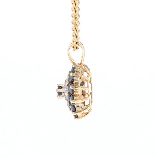 Round Diamond & Sapphire Cluster Pendant