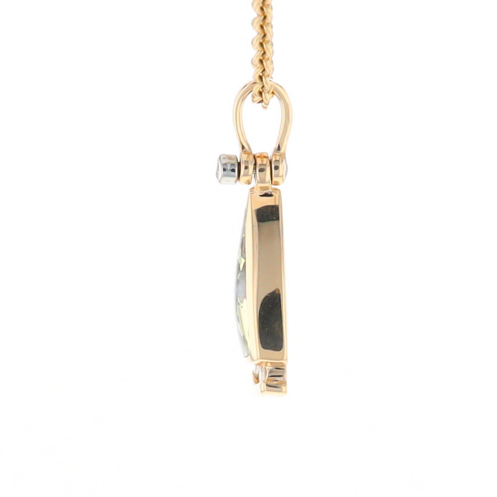 Gold Quartz Triangle Inlaid Pendant with 0.08ctw Diamonds - G2