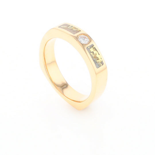 Gold Quartz Ring Double Sided Inlaid Design with .10ct Round Diamond G2