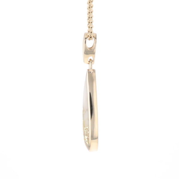 Gold Quartz Pendant Tear Drop Inlaid Design G2