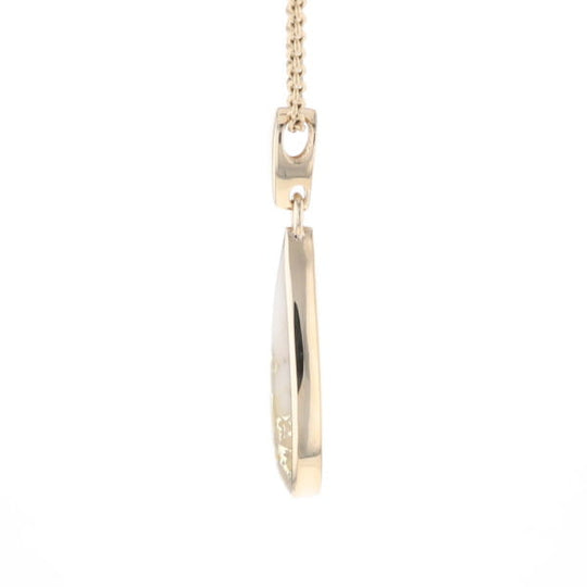 Gold Quartz Pendant Tear Drop Inlaid Design G2
