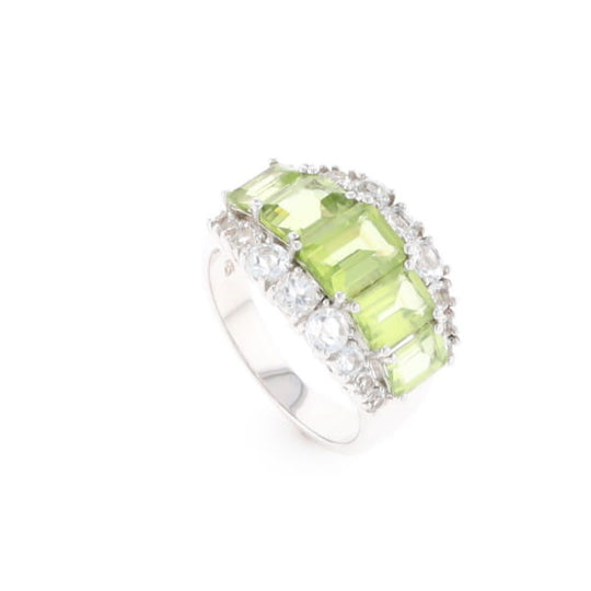 Peridot and CZ Cocktail Ring