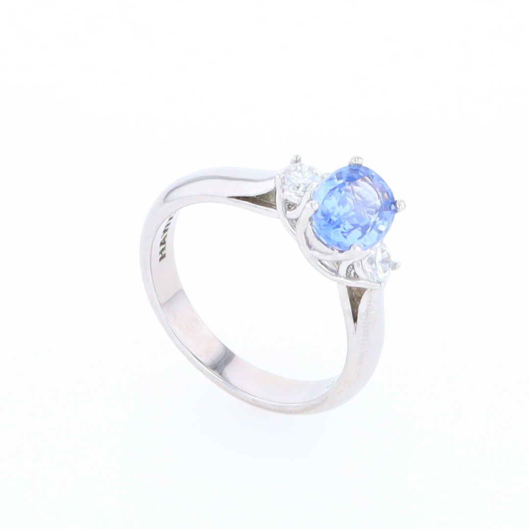 Ceylon Sapphire Three-Stone Trellis Ring