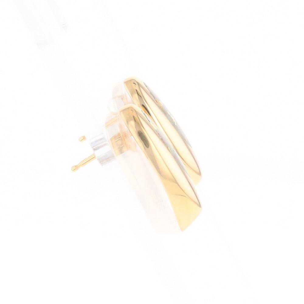 Oval Gold Quartz Inlaid Earrings - G2