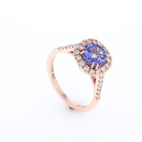 Rose Gold Tanzanite Halo Ring