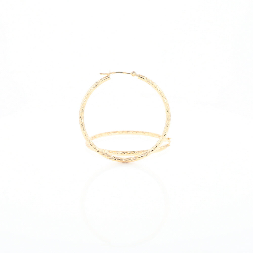 Textured Hollow Diamond Cut Hoop Earrings