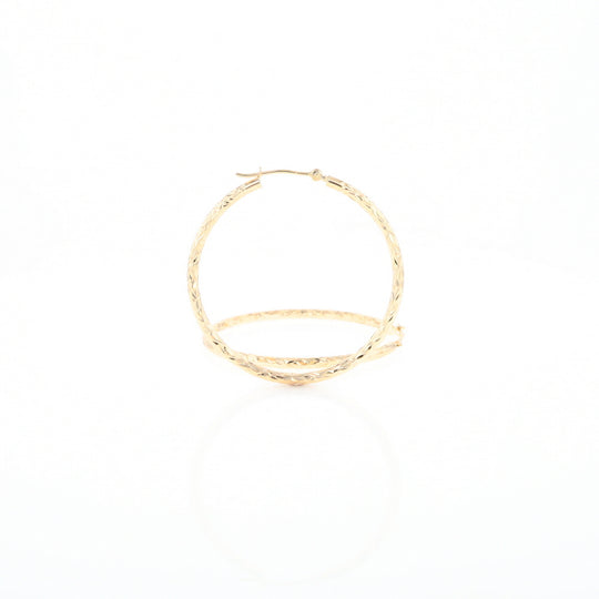 Textured Hollow Diamond Cut Hoop Earrings