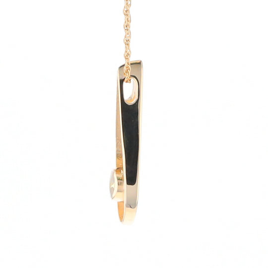 Open Teardrop Round Gold Quartz Inlaid Pendant