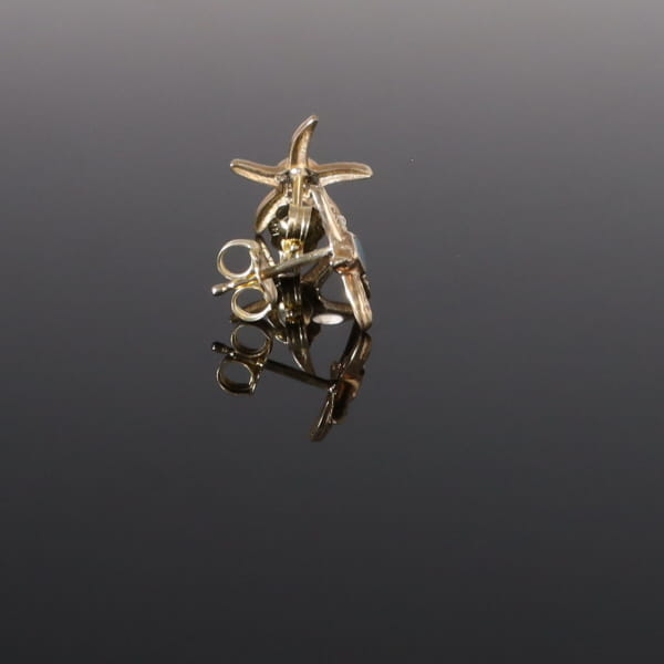 Opal Earrings Inlaid Realistic Star Fish Design Studs