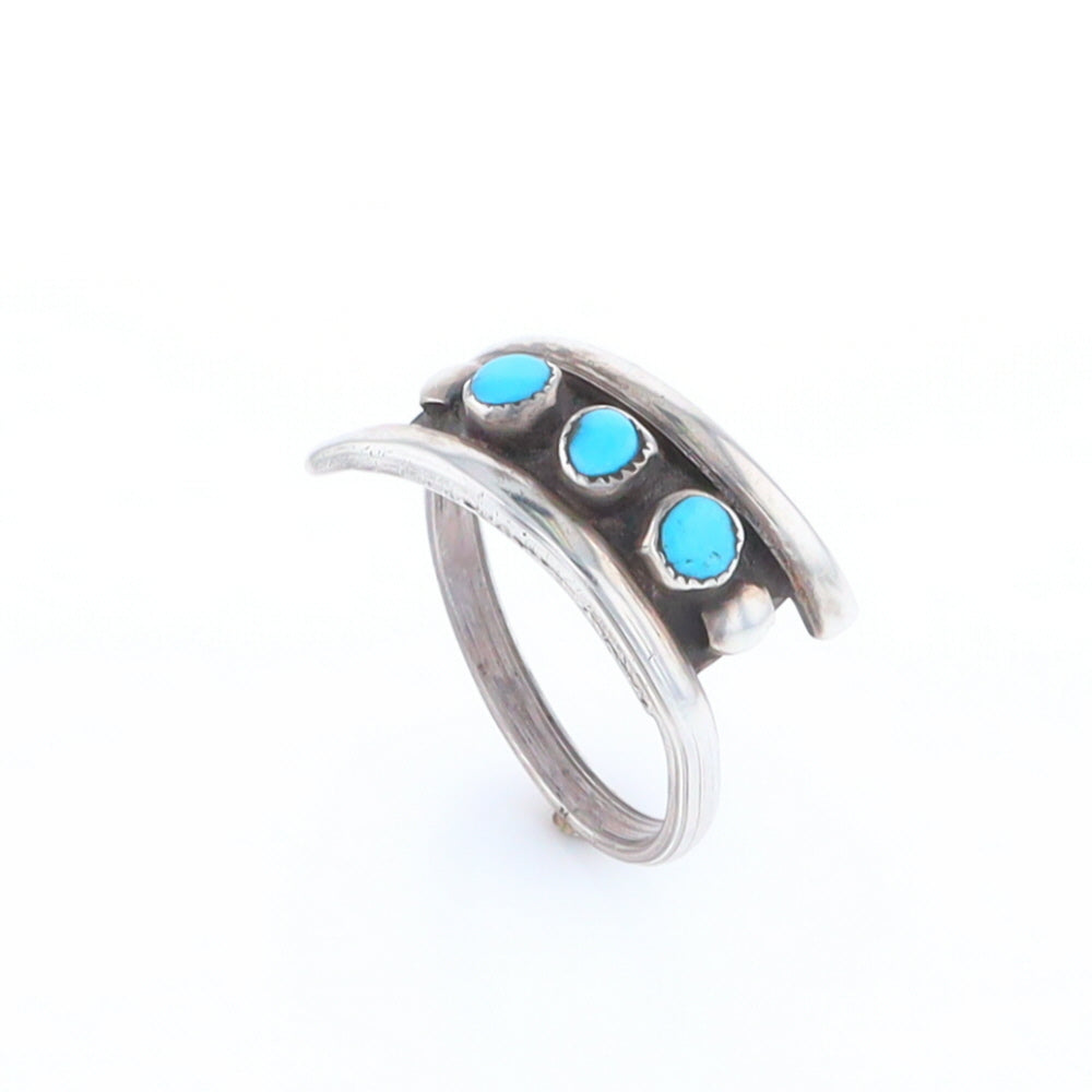 Round Turquoise Row Bypass Ring