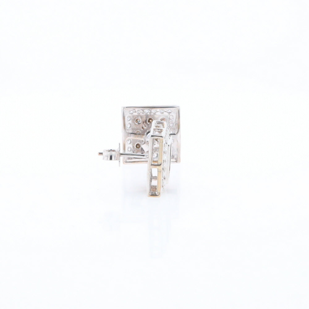 Square White & Chocolate Diamond Earrings