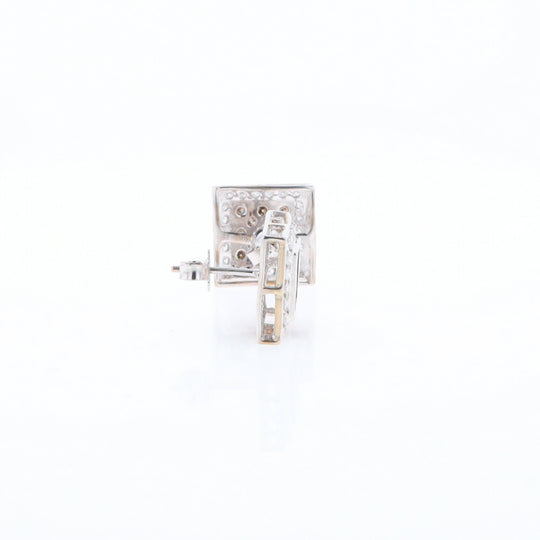 Square White & Chocolate Diamond Earrings