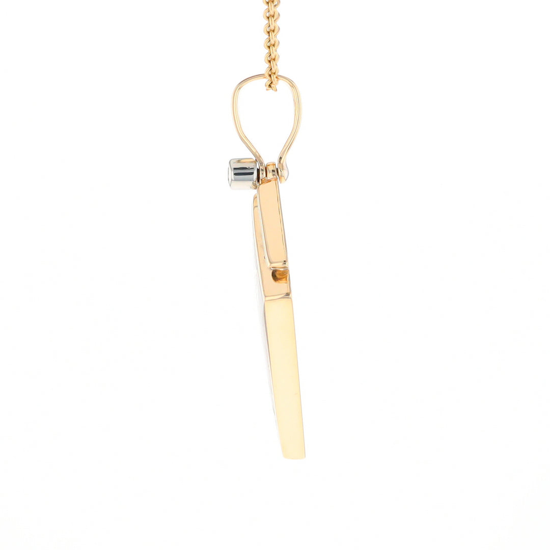 Gold Quartz Kite Shape Inlaid Pendant with .27ctw Diamonds