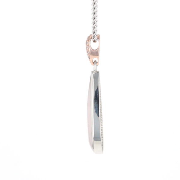 Rose Quartz Teardrop Inlaid Pendant with .11ctw diamonds