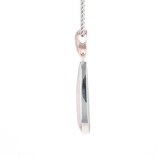 Rose Quartz Teardrop Inlaid Pendant with .11ctw diamonds