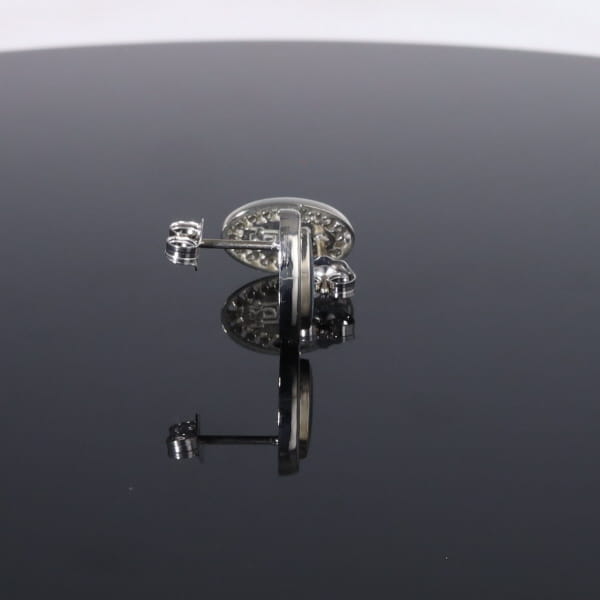 Opal Earrings Oval Inlaid with .25ctw Round Diamond Halo Studs