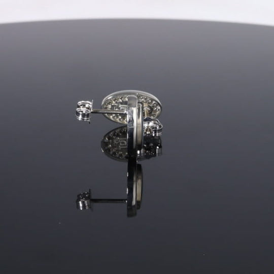 Opal Earrings Oval Inlaid with .25ctw Round Diamond Halo Studs