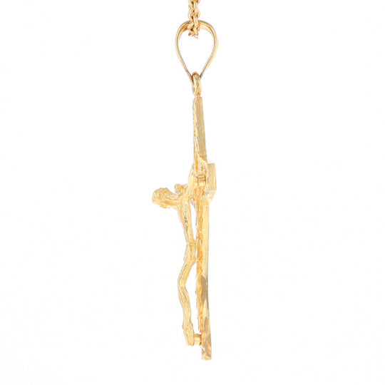 Gold Mesh Crucifix Pendant