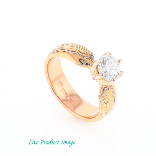 MoKume Gane Solitaire Diamond Ring