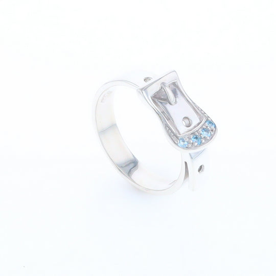 Silver Blue Topaz Belt Ring