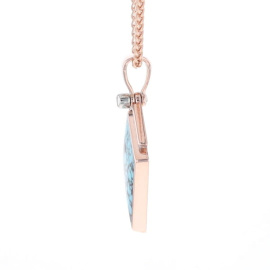 Turquoise Kite Shaped Inlaid Pendant with 0.19ctw Diamonds