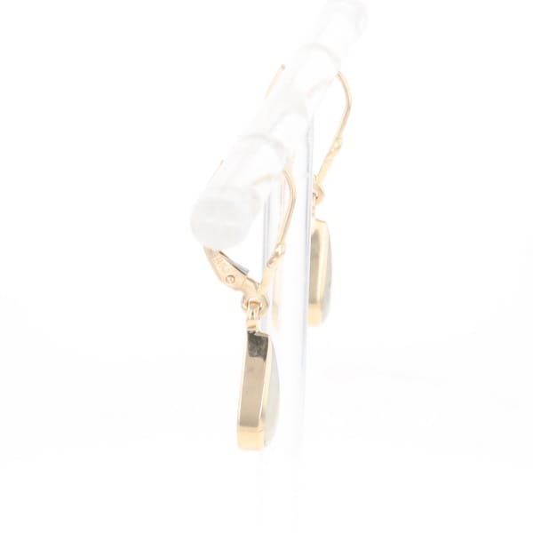 Gold Quartz Earrings Tear Drop Inlaid Lever Backs - G2